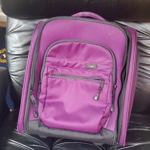 COPY - L l bean carry on purple rolling suitcase.